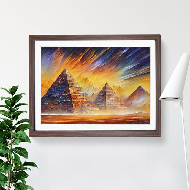 Pyramids Shimmering - Picture Frame Graphic Art 17 Stories Size: 25cm H x 34cm W x 2cm D, Frame Colour: Walnut Framed on Productcaster.