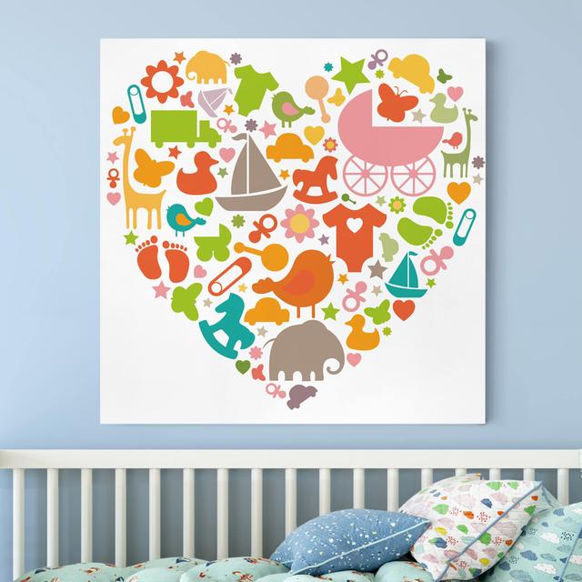 Baby Heart - Wrapped Canvas Graphic Art Print Zoomie Kids Format: Recycled Canvas, Size: 80cm H x 80cm W on Productcaster.