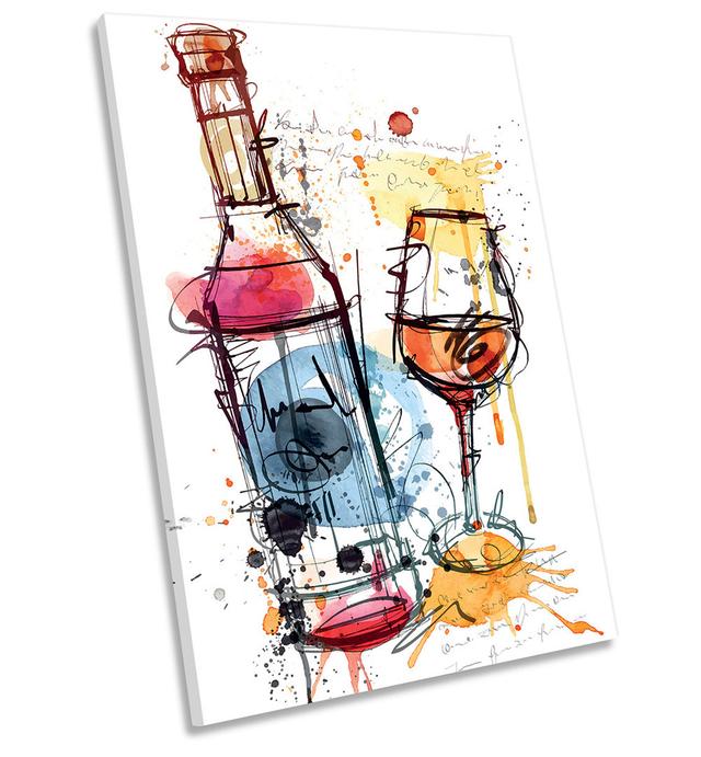 X8524 Wine Bottle Glass Kitchen - Painting on Marlow Home Co. Size: 45.7cm H x 30.5cm W x 2cm D on Productcaster.