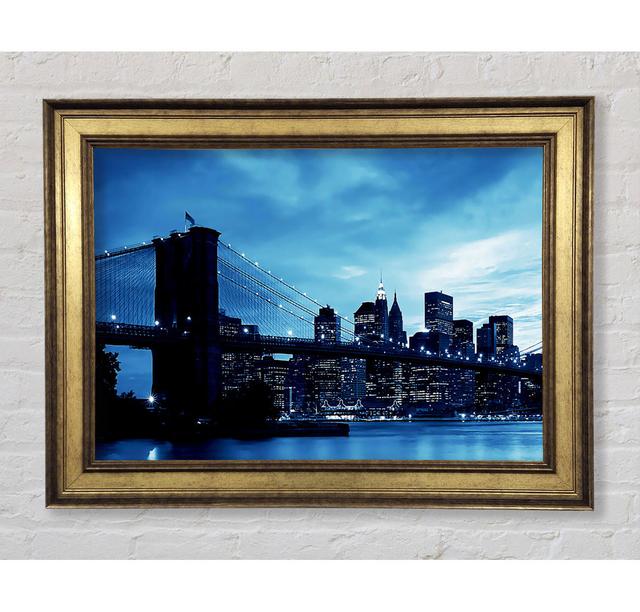 New York City Brooklyn Bridge Blue - Print Brayden Studio Size: 84.1cm H x 118.9cm W on Productcaster.