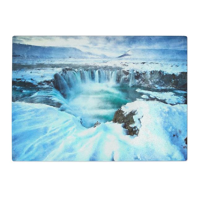 Tempered Glass Icelandic Waterfall Chopping Board East Urban Home Size: 28.5 cm x 39 cm on Productcaster.