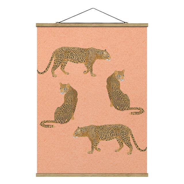 Illustration Leopard Pink Painting - Graphic Art Print Canora Grey Size: 66.4cm H x 50cm W x 0.3cm D on Productcaster.