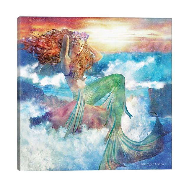 Sunset Mermaid by Bluebird Barn - Graphic Art Print on Canvas Highland Dunes Frame Option: No Frame, Size: 45.72cm H x 45.72cm W x 3.81cm D on Productcaster.