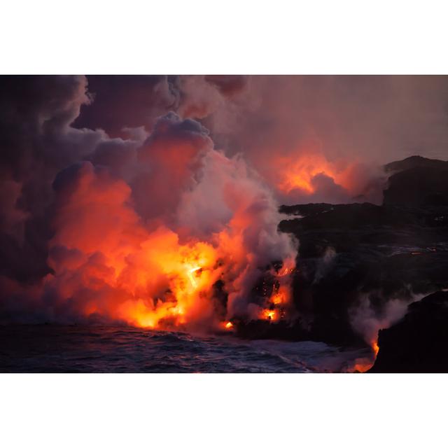 Glowing Lava Entering Ocean at Night by Dai Mar Tamarack - Wrapped Canvas Photograph 17 Stories Size: 81cm H x 122cm W on Productcaster.