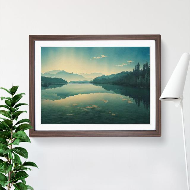 Mountain Lake Watercolour Vol.1 - Single Picture Frame Print Alpen Home Size: 46cm H x 64cm W x 2cm D, Frame Colour: Brown Framed on Productcaster.