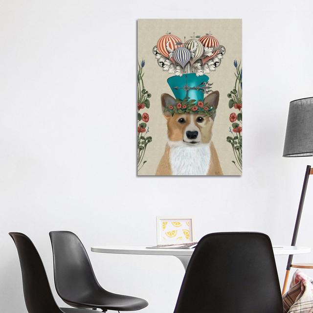 Corgi II von Fab Funky - Galerie-verpackte Leinwand Giclée auf Leinwand Happy Larry Größe: 101,6 cm H x 66,04 cm B, Format: Leinwandbild on Productcaster.