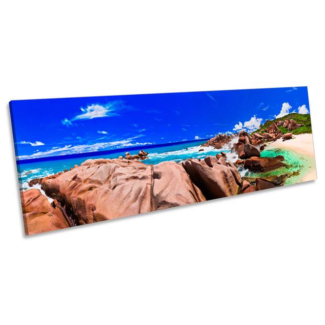 Sunset Beach Tropical Seascape CANVAS WALL ART Panoramic Framed Print 17 Stories Size: 40.64cm H x 121.92cm W on Productcaster.