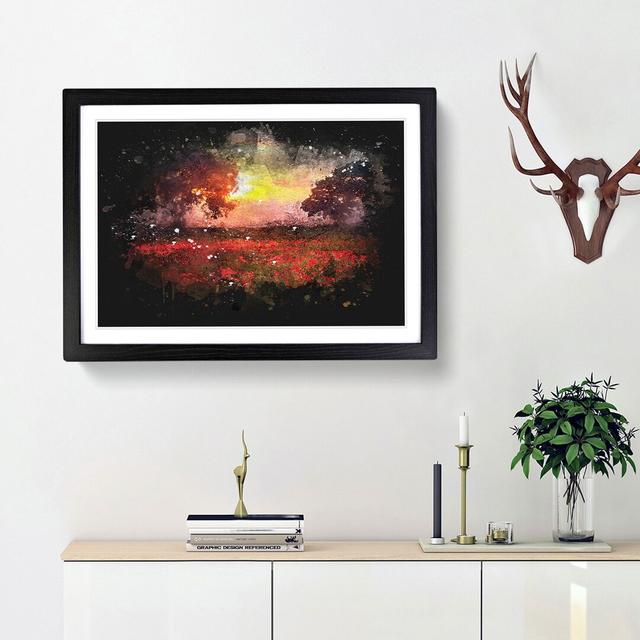 Poppy Meadow Paint Splash - Picture Frame Graphic Art Print East Urban Home Frame Option: Black Framed, Size: 45cm H x 63cm W x 2cm D on Productcaster.