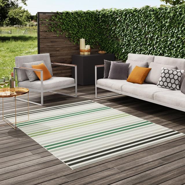 Harwington Striped Machine Woven 120 X 170cm Cream/Green Area Rug Breakwater Bay on Productcaster.