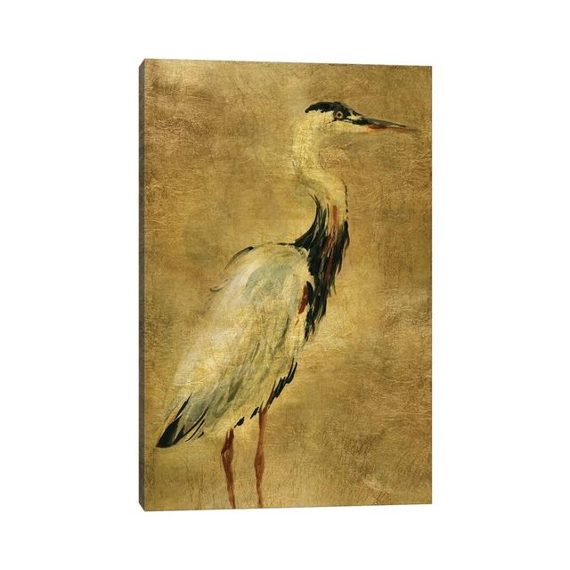 Gold Crane at Dusk I - Painting Print on Canvas East Urban Home Frame Option: No Framed, Size: 66.04cm H x 45.72cm W x 1.91cm D on Productcaster.