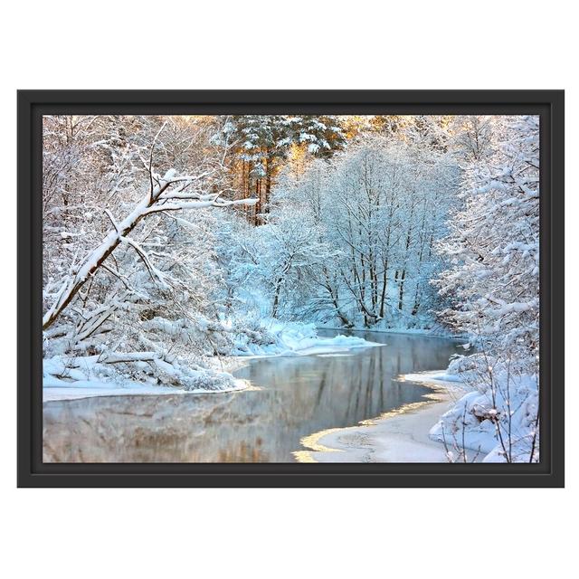 Gerahmtes Wandbild Atemberaubende Winterlandschaft East Urban Home Größe: 40 cm H x 55 cm B on Productcaster.