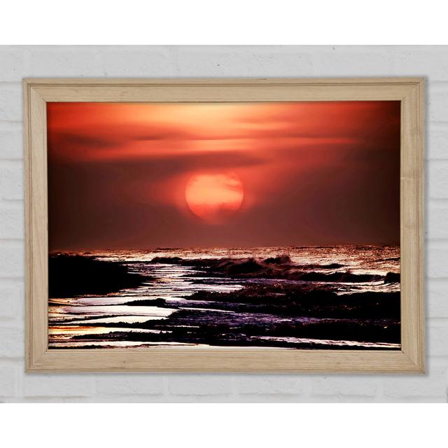 Stunning Pink Ocean Framed Print Highland Dunes Size: 21cm H x 29.7cm W x 1.5cm D, Format: Natural Framed Paper on Productcaster.