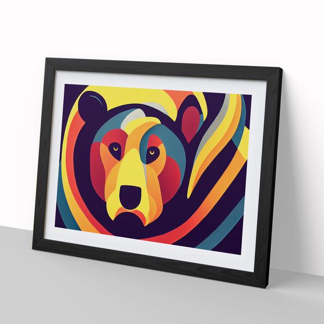 Bear Art Deco Style Abstract - Picture Frame Graphic Art Latitude Run Format: Black, Size: 34cm H x 46cm W x 2cm D on Productcaster.