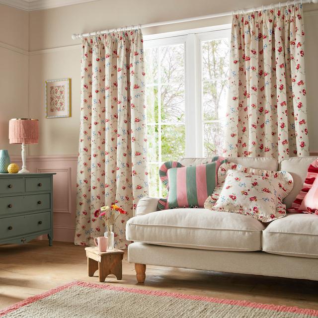 Rose And Bows Blackout Curtain Cath Kidston Panel Size: 229cm Width x 183cm Drop on Productcaster.