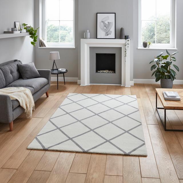 Estephany Machine Woven Cream/Grey Rug Ebern Designs Rug Size: Rectangle 160 x 220cm on Productcaster.