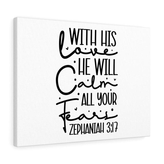 With His Love Zephaniah 3:17 - Wrapped Canvas Print Blue Elephant Size: 28cm H x 36cm W on Productcaster.