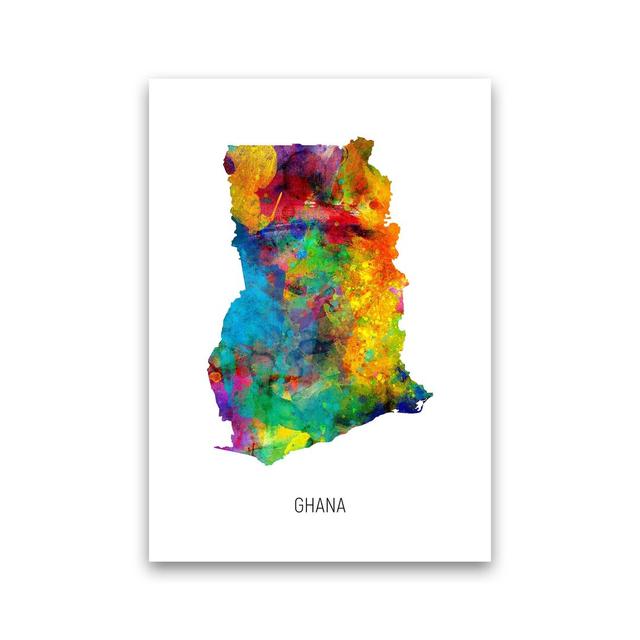 Ghana Watercolour Map by Michael Tompsett - Graphic Art Print Latitude Run Format: Unframed, Size: 42cm H x 30cm W x 1cm D on Productcaster.