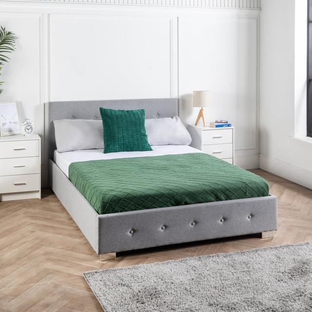 Nellie Upholstered Bed Frame Hykkon Size: Double (4'6) on Productcaster.