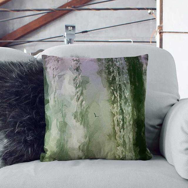 Bird Flying by the Waterfall in Abstract Cushion with Filling East Urban Home Size: 55 x 55 cm on Productcaster.