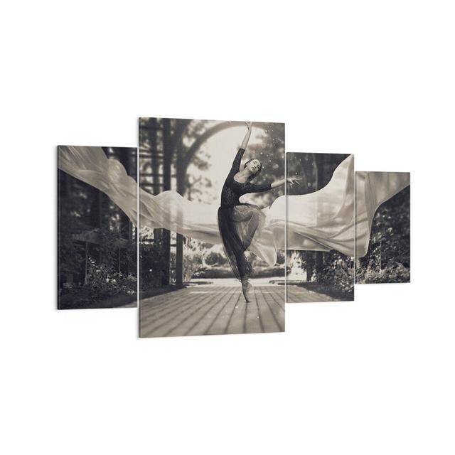 Ballerina Dance Air - 4 Piece Wrapped Canvas Photograph Canora Grey Size: 90cm H x 160cm W x 1.8cm D on Productcaster.