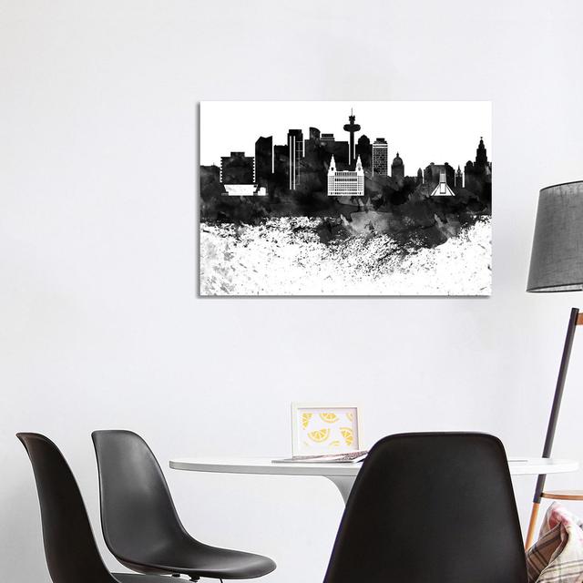 Liverpool Black & White Drops Skyline by Wall Decor Addict - No Frame Painting on Canvas Latitude Run Size: 66.04cm H x 101.6cm W x 3.81cm D on Productcaster.