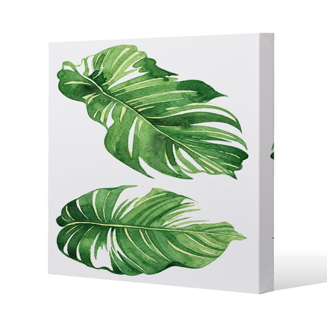 Twin Botanical Leaves Canvas Print Andrew Lee Size: 46cm H x 46cm W on Productcaster.