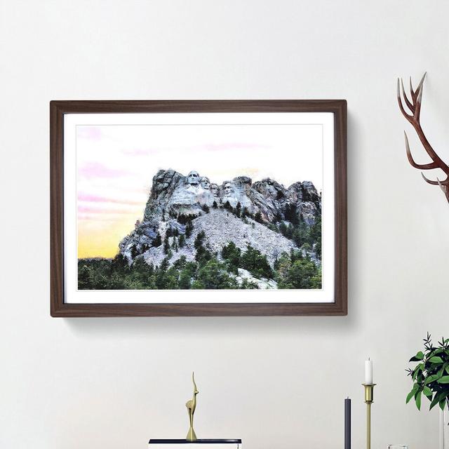 Mount Rushmore Memorial - Picture Frame Graphic Art Print East Urban Home Size: 24cm H x 33cm W x 2cm D, Frame Option: Walnut Framed on Productcaster.