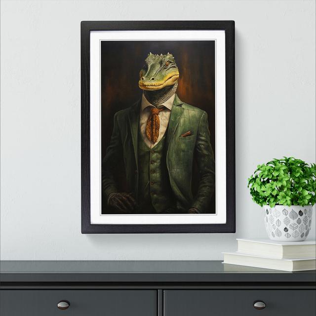 Alligator In A Suit Painting No.3 - Single Picture Frame Print on Wood Big Box Art Frame Colour: Black Framed, Size: 34cm H x 25cm W x 2cm D on Productcaster.