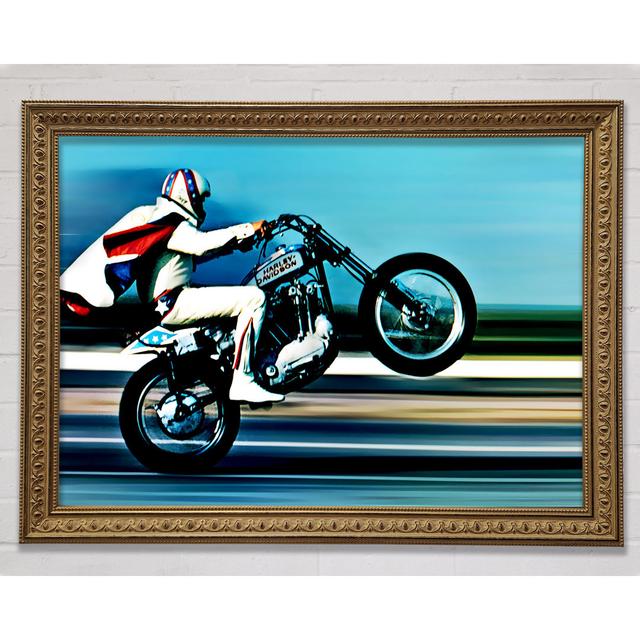 Evel Knievel Wheelie Colour - Single Picture Frame Art Prints Ebern Designs Size: 29.7cm H x 42cm W on Productcaster.