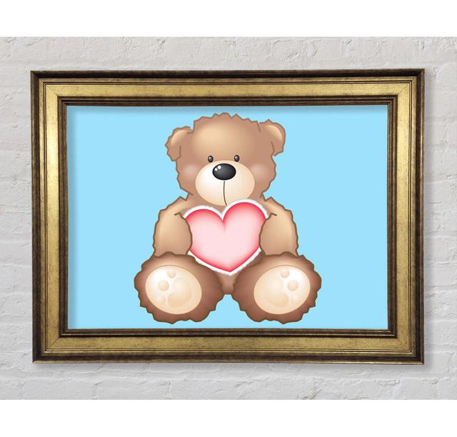 Teddy Bear Love Heart - Single Picture Frame Art Prints Bright Star Size: 59.7cm H x 84.1cm W x 8cm D, Colour: Blue on Productcaster.