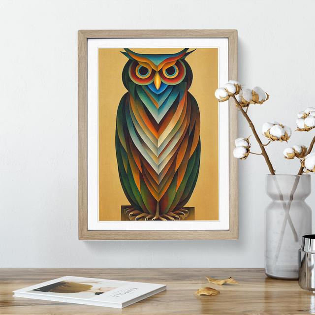 Unique Owl Art No.4 Abstract - Single Picture Frame Print Alpen Home Size: 64cm H x 46cm W x 2cm D, Frame Colour: Oak Framed on Productcaster.