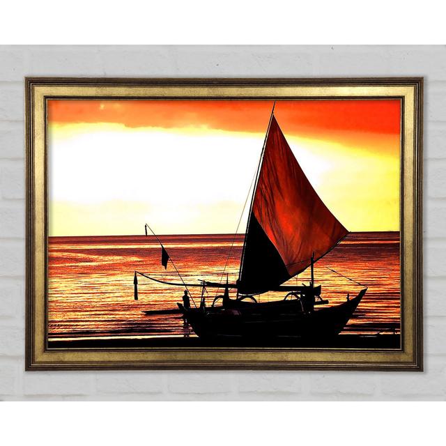 Schönes Segelboot bei Sonnenuntergang - Einzelne Bilderrahmen Kunstdrucke Longshore Tides Größe: 84,1 cm H x 118,9 cm B x 1,5 cm T on Productcaster.