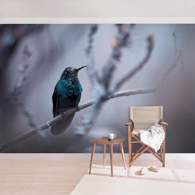 Hummingbird in the Winter Semi-Gloss Wallpaper Roll East Urban Home Materialqualität: Standard (110g/m²), Size: 3.36m x 225cm on Productcaster.