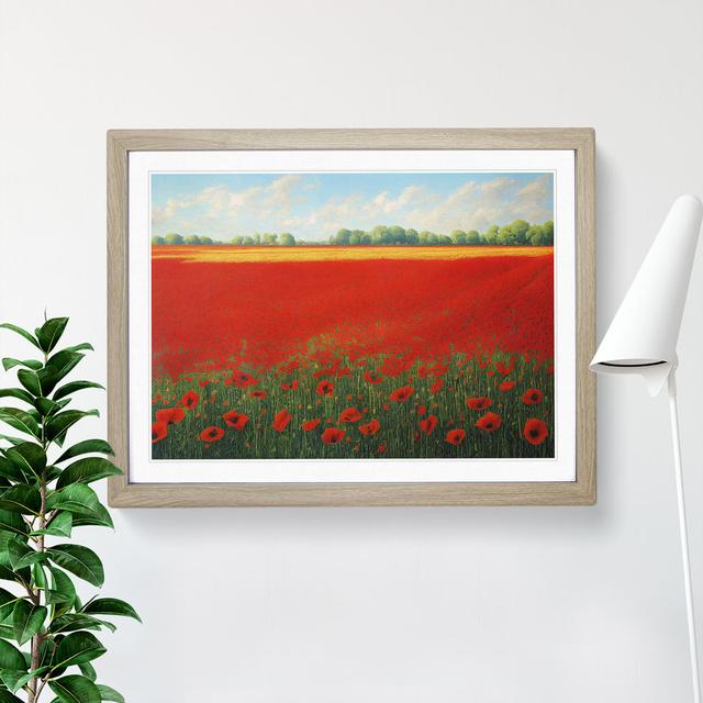 XH1022-9377X Unbeatable Poppies Flowers - Single Picture Frame Print Marlow Home Co. Size: 25cm H x 34cm W x 2cm D, Frame Colour: Oak Framed on Productcaster.