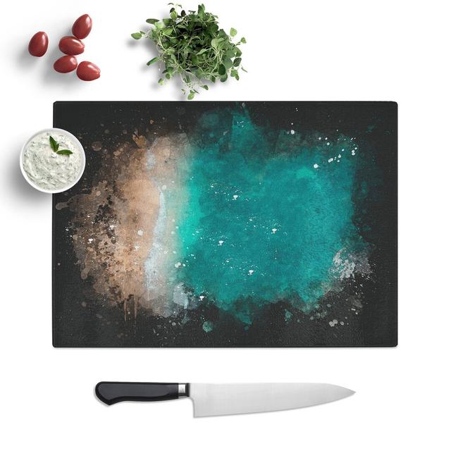 Tempered Glass Ocean Meets the Sand Chopping Board East Urban Home Size: 20 cm x 28.5 cm on Productcaster.