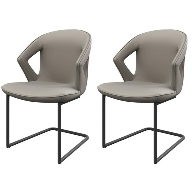 Leather Dining Chair (Set of 2) 17 Stories Upholstery Colour: Beige on Productcaster.