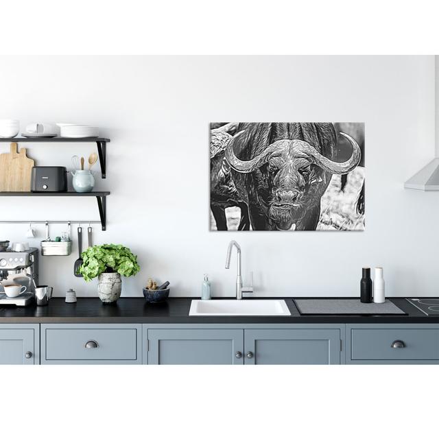 Water Buffalo - No Frame Print on Glass Gracie Oaks Size: 70cm H x 100cm W x 0.4cm D on Productcaster.