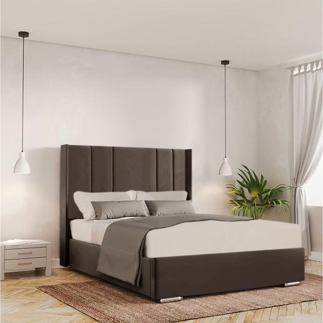 Chanda Upholstered Standard Bed Ivy Bronx Colour: Mole, Size: 120 x 190 cm on Productcaster.