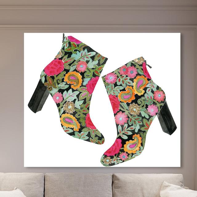 Floral Brocade Booties - Wrapped Canvas Painting East Urban Home Size: 50.8 cm H x 61 cm W on Productcaster.