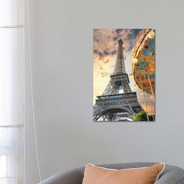 Eiffel Tower And Carousel I by Alan Blaustein - Wrapped Canvas Painting Rosalind Wheeler Size: 66.04cm H x 45.72cm W x 3.81cm D on Productcaster.