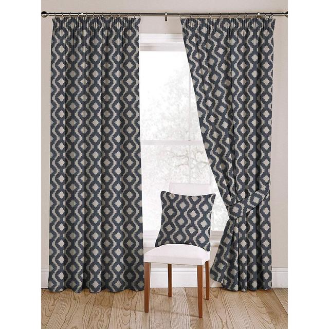 Zipporah Arizona Cotton Eyelet Blackout Thermal Curtains (Set of 2) Natur Pur Panel Size: Width 116 x Drop 182cm, Colour: Blue on Productcaster.