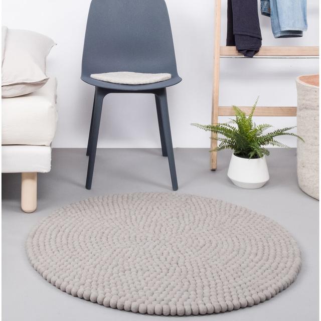 Luis Sheepskin Light Grey Rug Myfelt Rug Size: Round 70cm on Productcaster.