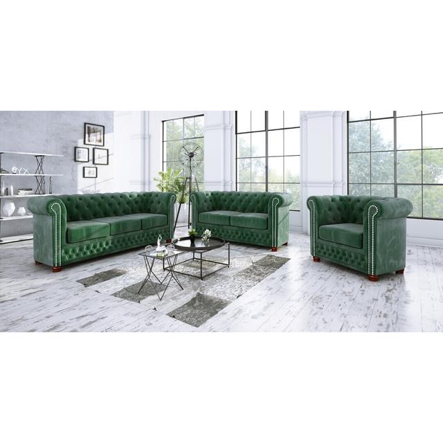 3-tlg. Couchgarnitur Rosemont Mercer41 Upholstery Colour: Green on Productcaster.