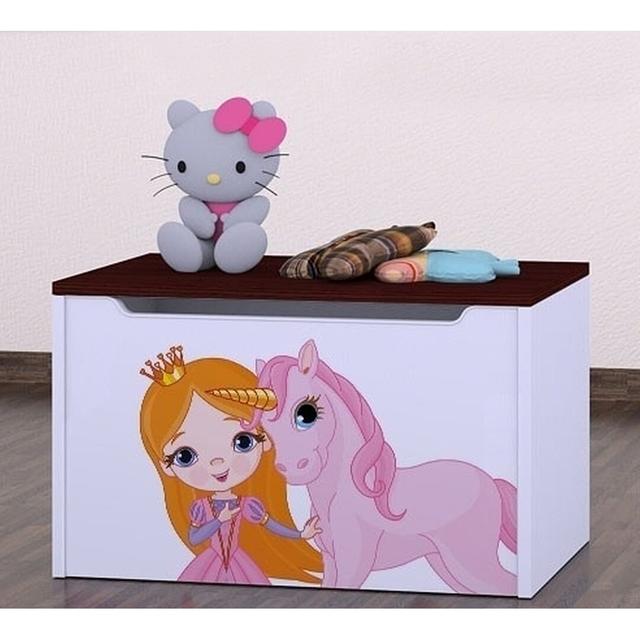 Capodanno Princess and Unicorn Toy Box Zoomie Kids Finish: Dark Brown on Productcaster.