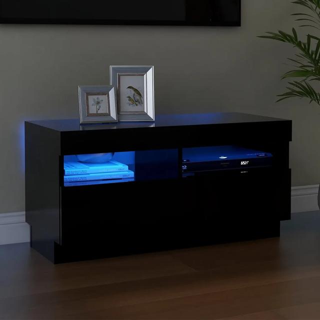 Maxence Ivy Bronx TV Cabinet With LED Lights Ivy Bronx Colour: Black on Productcaster.