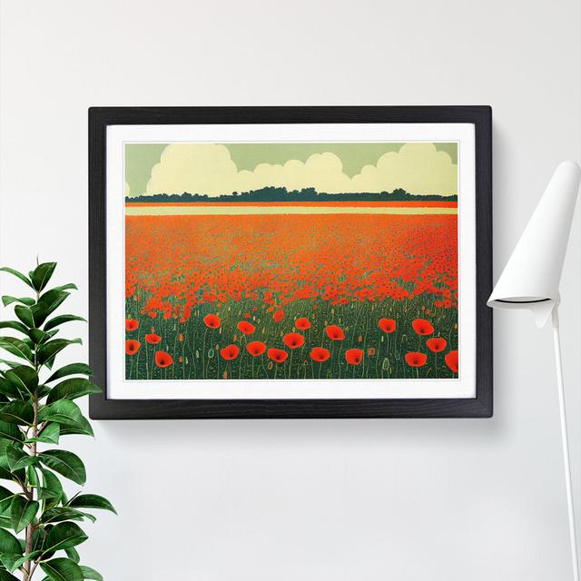 Tantalising Poppy Field Flowers - Picture Frame Graphic Art Marlow Home Co. Format: Black, Size: 25cm H x 34cm W on Productcaster.