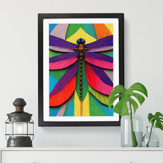 Elsmoriet Dragonfly Patchwork - Picture Frame Print ClassicLiving Frame Option: Black, Size: 46cm H x 34cm W x 2cm D on Productcaster.