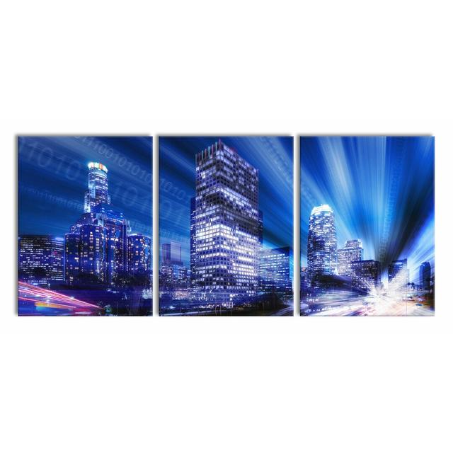 Los Angeles Matrix 3-Piece Photograph Set on Canvas East Urban Home Size: 80cm H x 180cm W on Productcaster.