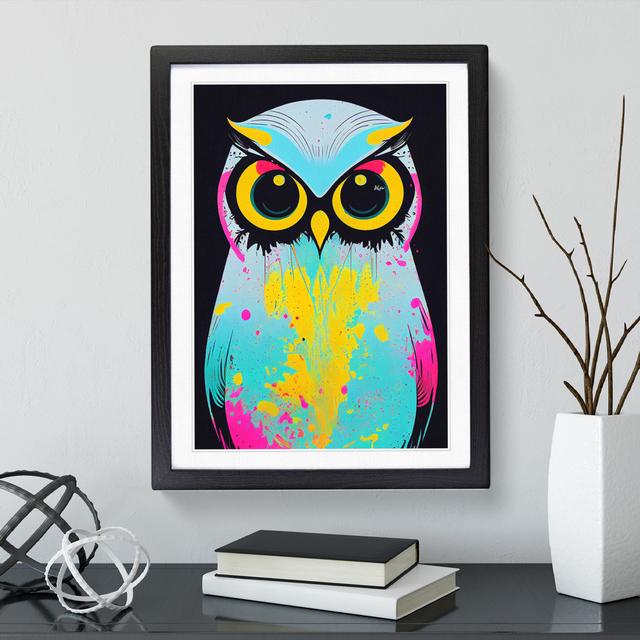 Paint Splashed Owl No.4 Abstract - Single Picture Frame Painting Latitude Run Size: 64cm H x 46cm W x 2cm D, Frame Colour: Black on Productcaster.