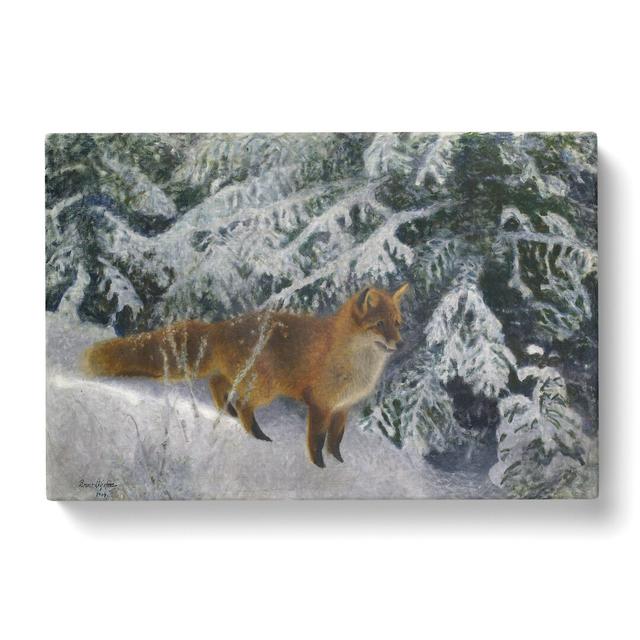 Fox in the Snow Vol.10 by Bruno Liljefors - Wrapped Canvas Painting East Urban Home Size: 50cm H x 76cm W x 3cm D on Productcaster.